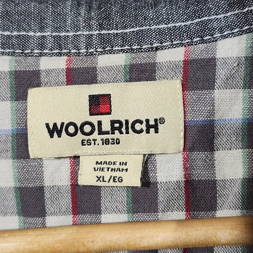 Woolrich Mens XL Short Sleeve Button Down Shirt Gray Cotton Workwear Chambray - Picture 3 of 8